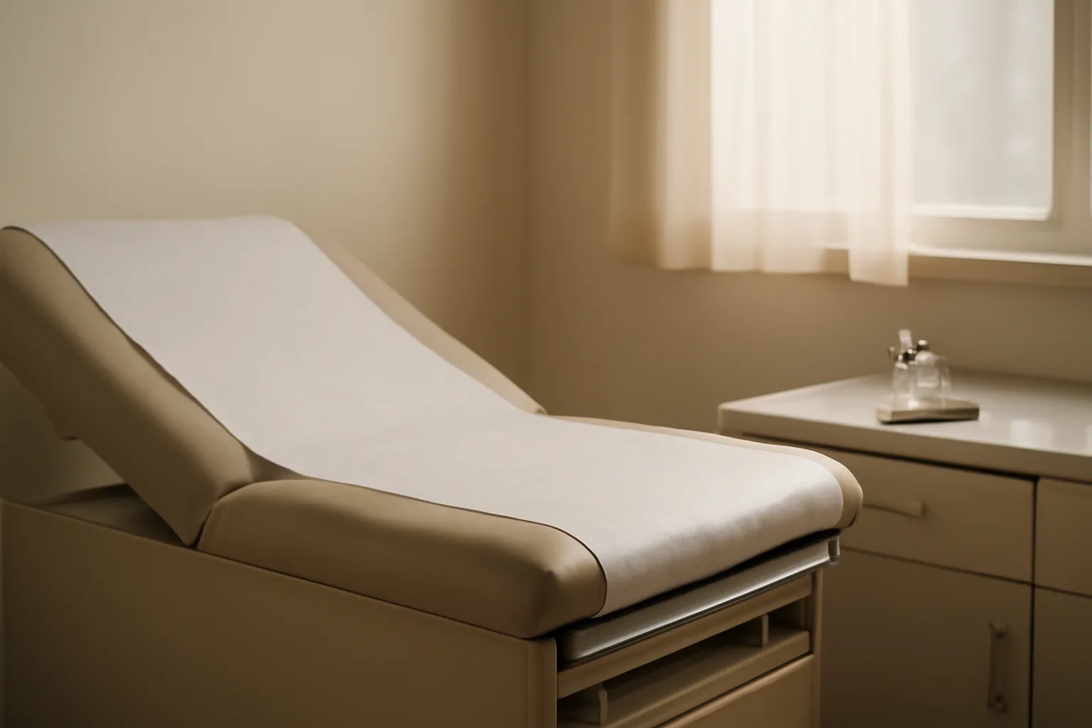 Clinical exam room setting representing ipamorelin research and provider consultation for women